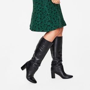 Boden Albemarle Black Leather Tall Heeled Boots Size 39 US 8
